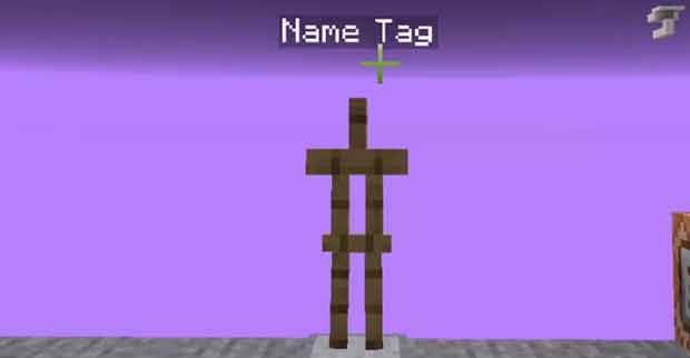 Armor stand with a name tag in Minecraft