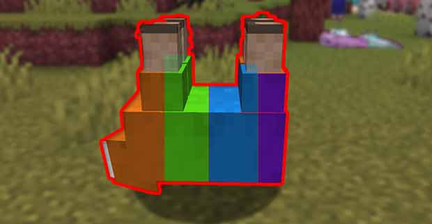 Upside Down Rainbow Sheep in Minecraft